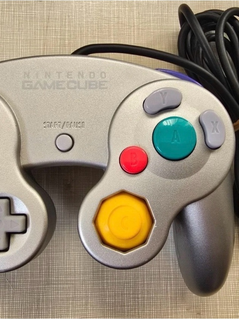 Nintendo Silver GameCube Controller with Green A, Red B, Yellow C-stick